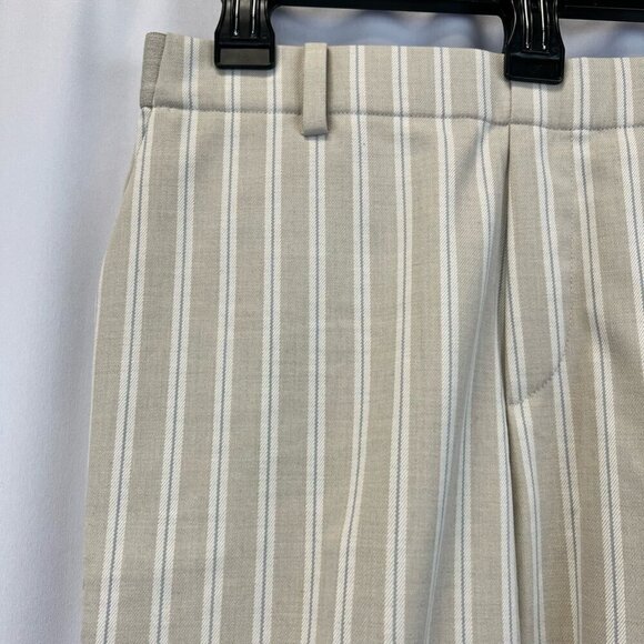 Uniqlo Womens Straight Leg Casual Pants Beige Off White Stripe Pockets 31 New - Picture 3 of 12